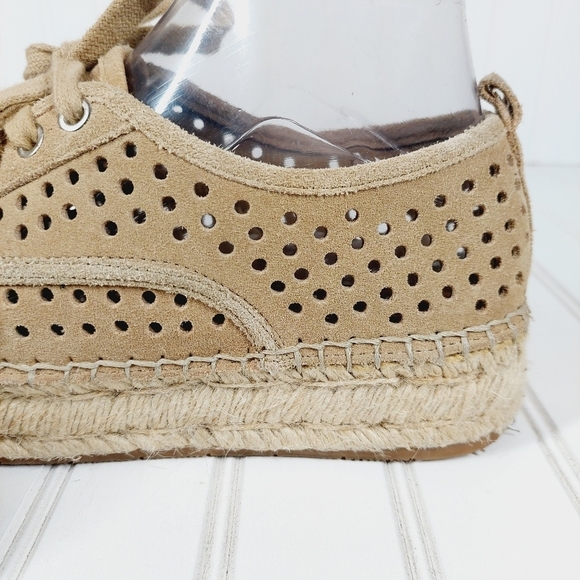 J/Slides Rileyy Tan Leather Perforated Espadrille Sneaker C759 - Picture 10 of 14